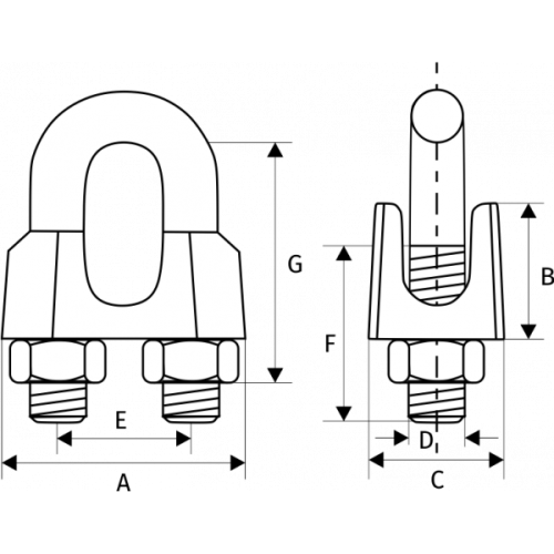 Зажим для троса DIN 741, D = 16 мм по ценам производителя в Краснодаре с доставкой по всей России