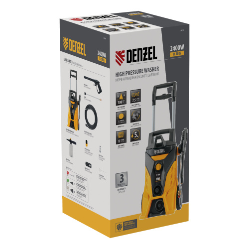 Моечная машина высокого давления R-180i, 2400 Вт, 180 бар, 7.5 л/мин, асинхронный двигатель Denzel по ценам производителя в Краснодаре с доставкой по всей России