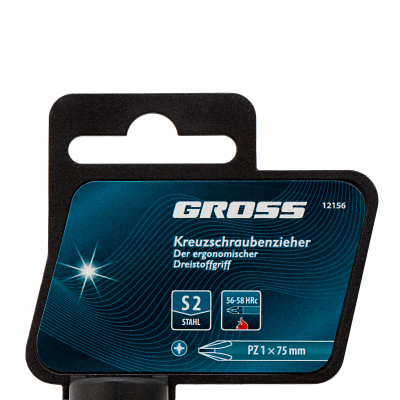 Отвертка PZ1 x 75 мм, S2, трехкомпонентная ручка Gross по ценам производителя в Краснодаре с доставкой по всей России