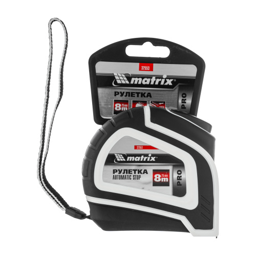 Рулетка Autostop,8 м х 25 мм,двухкомпонентный корпус,автоматическая фиксация,Pro Matrix по ценам производителя в Краснодаре с доставкой по всей России