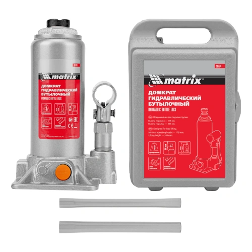 Домкрат гидравлический бутылочный, 3 т, h подъема 178-343 мм, в пластиковом кейсе Matrix по ценам производителя в Краснодаре с доставкой по всей России