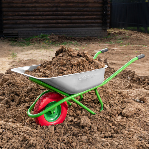 Тачка садово-строительная с PU колесом, грузоподъемность 180 кг, объем 90 л Сибртех по ценам производителя в Краснодаре с доставкой по всей России