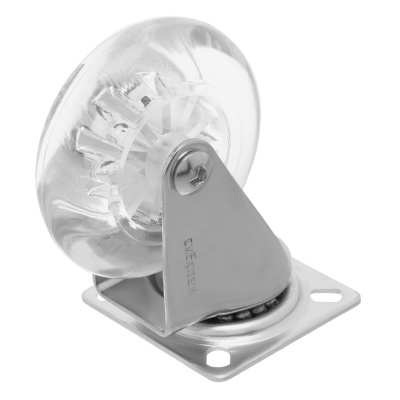 Колесо ПУ прозрачное поворотное d-75 мм, крепление платформенное Сибртех по ценам производителя в Краснодаре с доставкой по всей России