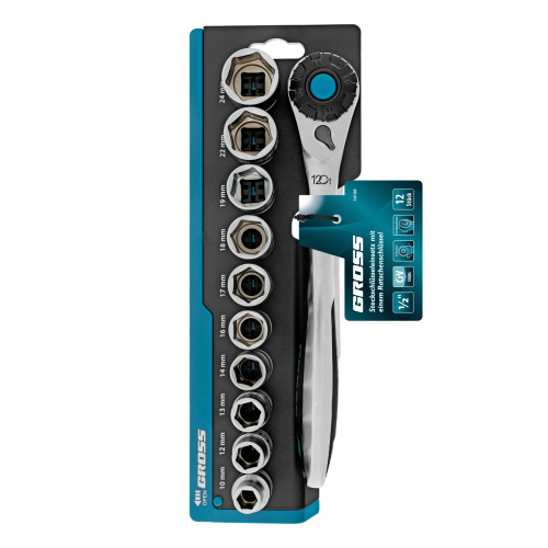 Набор торцевых головок, трещотка 120 зубьев, 1/2", CrV, 12 предметов Gross по ценам производителя в Краснодаре с доставкой по всей России