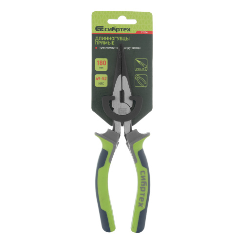 Длинногубцы прямые 180 мм, фосфатирование, трехкомпонентные рукоятки Сибртех по ценам производителя в Краснодаре с доставкой по всей России