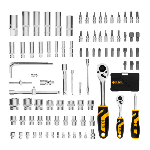 Набор инструментов, 1/2", 1/4", CrV, S2, пластиковый кейс, 94 предмета Denzel по ценам производителя в Краснодаре с доставкой по всей России