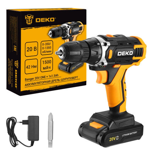 Аккумуляторная дрель-шуруповерт DEKO Banger 20V ONE +, 20В, 1x1.5Ач по ценам производителя в Краснодаре с доставкой по всей России