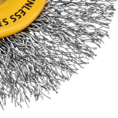 Щетка для дрели, 60 мм, Плоская, со шпилькой, нержавеющая витая проволока Denzel по ценам производителя в Краснодаре с доставкой по всей России