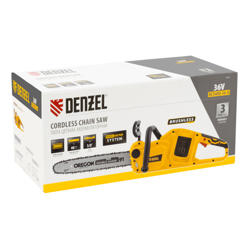 Цепная пила аккумуляторная бесщет. RCS400-36-0, Li-ion, 36 В, шина 400 мм Denzel по ценам производителя в Краснодаре с доставкой по всей России