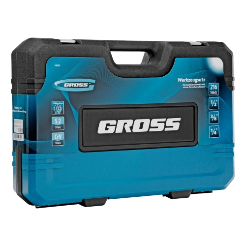 Набор инструментов, 1/2", 3/8", 1/4", CrV, 120 зубьев, 216 предметов Gross по ценам производителя в Краснодаре с доставкой по всей России