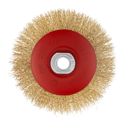 Щетка для УШМ, 115 мм, М14, "тарелка", латунированная витая проволока Matrix по ценам производителя в Краснодаре с доставкой по всей России