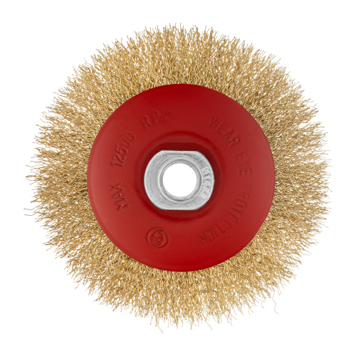 Щетка для УШМ, 115 мм, М14, "тарелка", латунированная витая проволока Matrix по ценам производителя в Краснодаре с доставкой по всей России