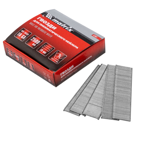 Гвозди для пневматического нейлера 16GA, сечение 1.6 х 1.4, длина 19 мм, 2500 шт Matrix по ценам производителя в Краснодаре с доставкой по всей России