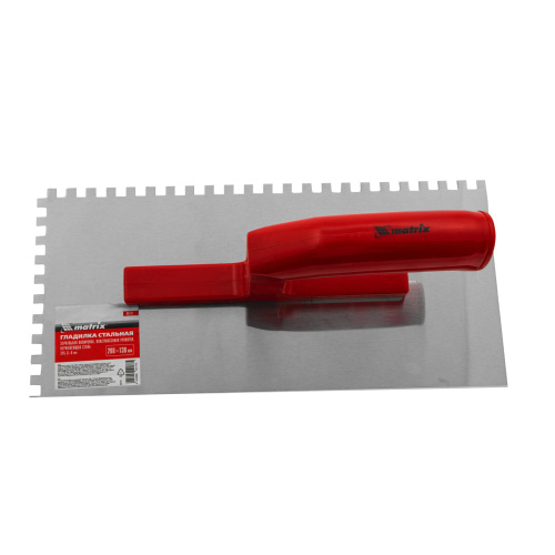 Гладилка из нержавеющей стали, 280 х 130 мм, зеркальная полировка, пластмассовая ручка, зуб 6 х 6 мм Matrix по ценам производителя в Краснодаре с доставкой по всей России