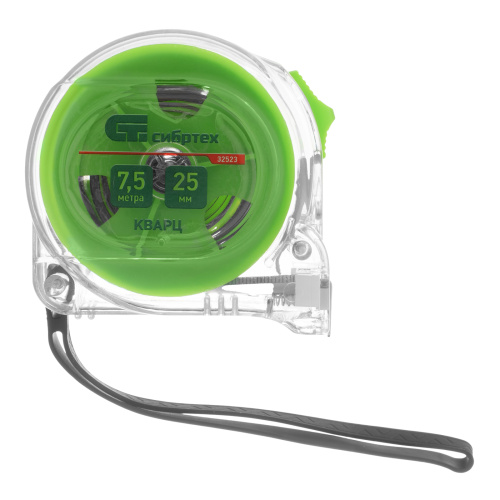 Рулетка Кварц,прозрачный корпус,амортизатор,7,5 м х 25 мм Сибртех по ценам производителя в Краснодаре с доставкой по всей России