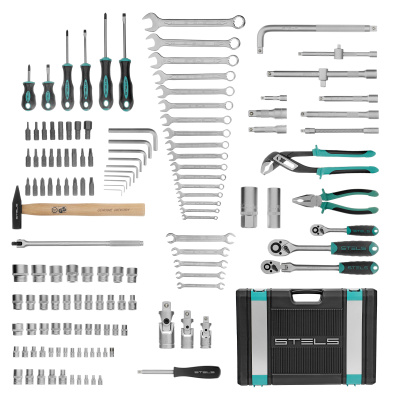 Набор инструментов, 1/2",3/8", 1/4", CrV, пластиковый кейс 142 предмета Stels по ценам производителя в Краснодаре с доставкой по всей России