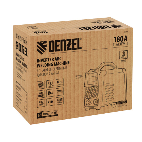 Аппарат инвертор. дуговой сварки SDM-180 Top, 180 А, ПВ 80% Denzel по ценам производителя в Краснодаре с доставкой по всей России