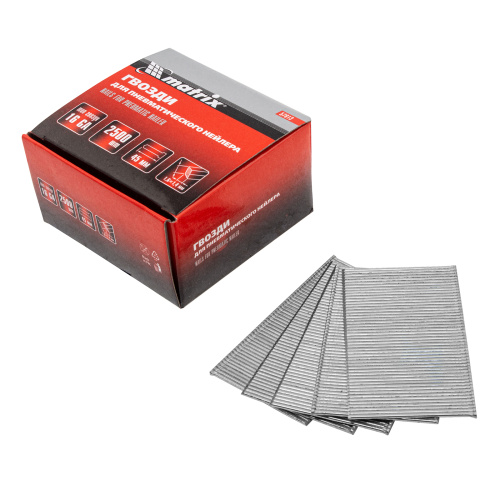 Гвозди для пневматического нейлера 16GA, сечение 1.6 х 1.4, длина 45 мм, 2500 шт Matrix по ценам производителя в Краснодаре с доставкой по всей России