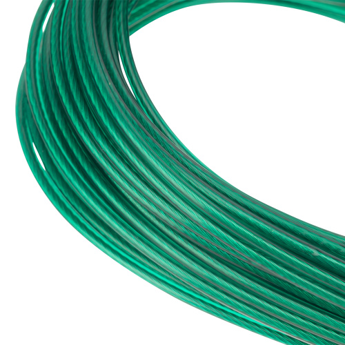 Трос металлополимерный зеленый ПР-3.0, толщина 3.0 мм, моток 20 метров Сибртех по ценам производителя в Краснодаре с доставкой по всей России