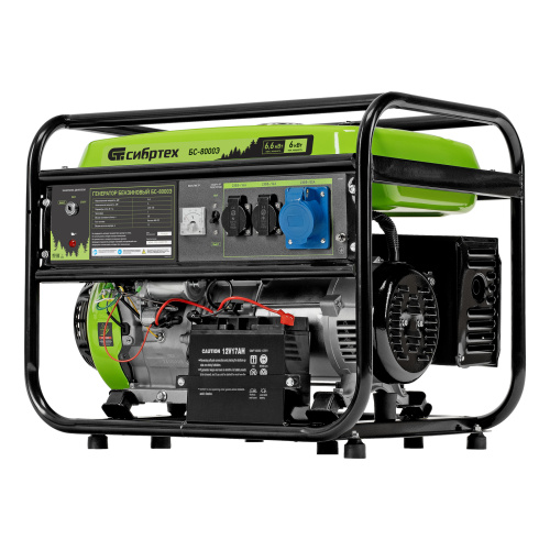 Генератор бензиновый БС-8000Э, 6,6 кВт, 230В, четырехтактный, 25 л, электростартер Сибртех по ценам производителя в Краснодаре с доставкой по всей России