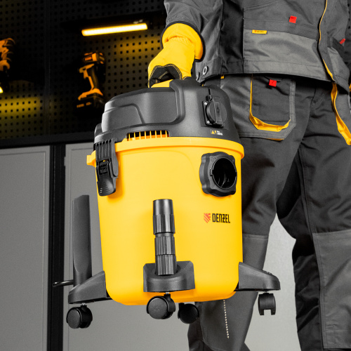 Пылесос строительный RVC20, 1400 Вт, бак 20 л, шланг 3 м, розетка с автосинхр. Denzel по ценам производителя в Краснодаре с доставкой по всей России