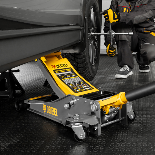 Домкрат гидравлический подкатной, 3 т, 75-500 мм, быстрый подъем, низкий подхват, проф. Denzel по ценам производителя в Краснодаре с доставкой по всей России