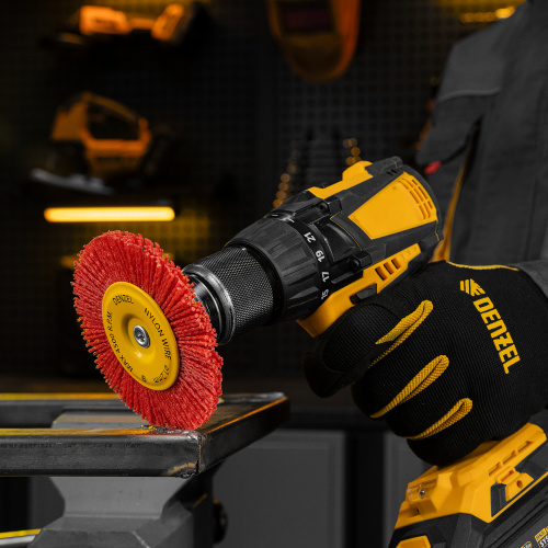 Щетка для дрели, 100 мм, Плоская, со шпилькой, нейлоновая щетина Denzel по ценам производителя в Краснодаре с доставкой по всей России