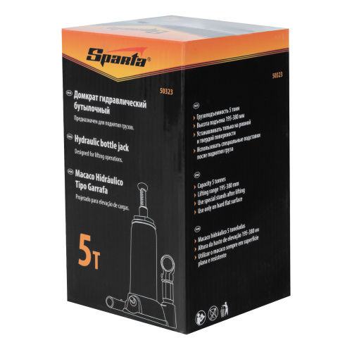 Домкрат гидравлический бутылочный, 5 т, h подъема 195-380 мм Sparta по ценам производителя в Краснодаре с доставкой по всей России