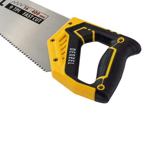 Ножовка по дереву, 400 мм, 9 TPI, зуб 3D, двухкомпонентная рукоятка Denzel по ценам производителя в Краснодаре с доставкой по всей России