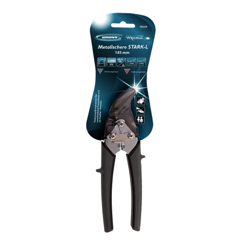 Ножницы по металлу "Piranha", 185 мм, прямой и левый рез, сталь СrM, двухкомпонентные рукоятки Gross по ценам производителя в Краснодаре с доставкой по всей России