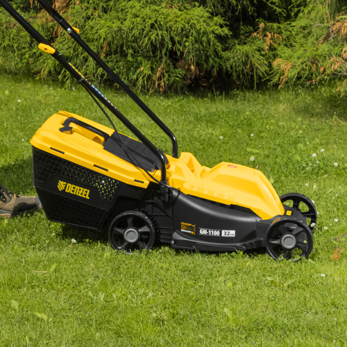 Газонокосилка электрическая GM-1100, 1100 Вт, шир. 32 см, 3 уров., травосб. 30 л Denzel по ценам производителя в Краснодаре с доставкой по всей России