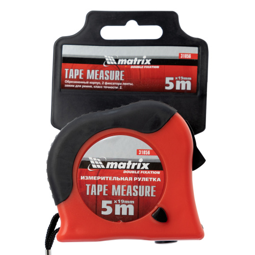 Рулетка Double fixation,5 м х 19 мм,обрезиненный корпус,двойная плавная фиксация Matrix по ценам производителя в Краснодаре с доставкой по всей России
