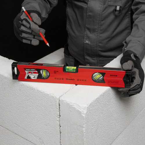 Уровень алюминиевый магнитный, 400 мм, фрезерованный, 3 глазка (1 зеркальный) усиленный Matrix по ценам производителя в Краснодаре с доставкой по всей России