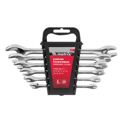 Набор ключей рожковых 6 шт, 6-17 мм, CrV, Elliptical, зеркальное хромирование Matrix по ценам производителя в Краснодаре с доставкой по всей России