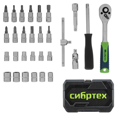 Набор инструментов, 1/4", пластиковый кейс, 29 предметов Сибртех по ценам производителя в Краснодаре с доставкой по всей России