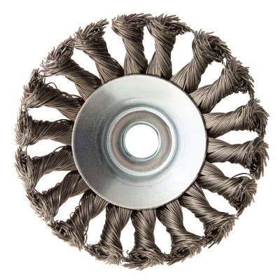 Щетка для УШМ, 100 мм, "Тарелка", крученая нержавеющая проволока 0.5 мм, М14 Denzel по ценам производителя в Краснодаре с доставкой по всей России