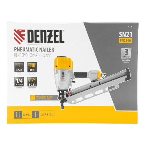 Нейлер пневматический PN2190 для гвоздей SN21 от 50 до 90 мм Denzel по ценам производителя в Краснодаре с доставкой по всей России