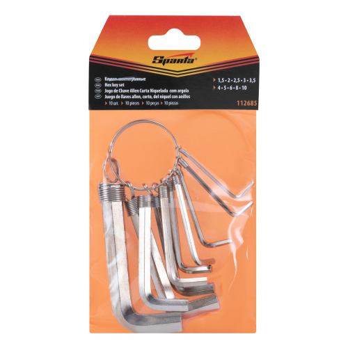 Набор ключей имбусовых HEX, 1.5-10 мм, CrV, 10 шт, никелированный, на кольце Sparta по ценам производителя в Краснодаре с доставкой по всей России