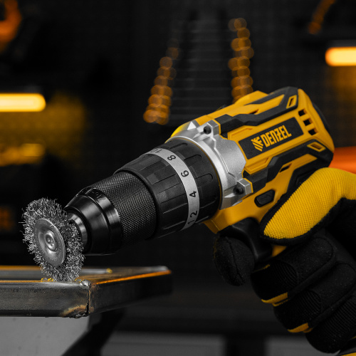 Набор щеток для дрели, 2 Плоские 50-75мм, 3 Чашки 25-50-75мм, шпилька,  нерж.вит. проволока Denzel по ценам производителя в Краснодаре с доставкой по всей России