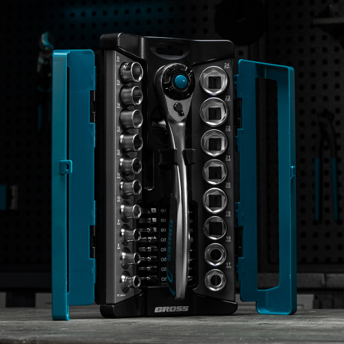 Набор торцевых головок, трещотка 120 зубьев, 1/2", CrV, 36 предметов Gross по ценам производителя в Краснодаре с доставкой по всей России