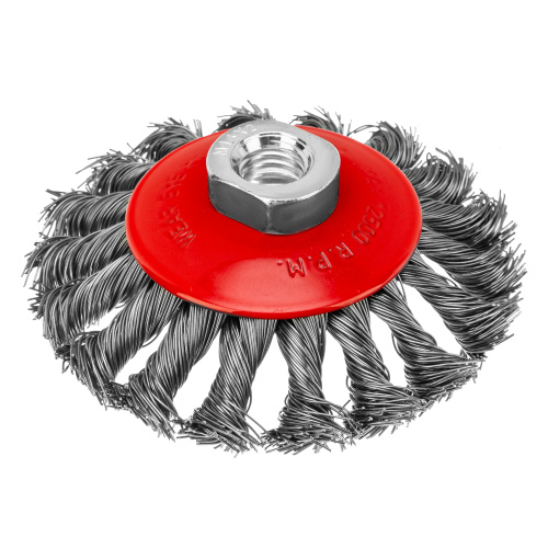 Щетка для УШМ, 100 мм, М14, "тарелка", крученая проволока 0.5 мм Matrix по ценам производителя в Краснодаре с доставкой по всей России