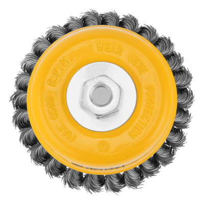 Щетка для УШМ, 125 мм, "Чашка", крученая нержавеющая проволока 0.5 мм, М14 Denzel по ценам производителя в Краснодаре с доставкой по всей России