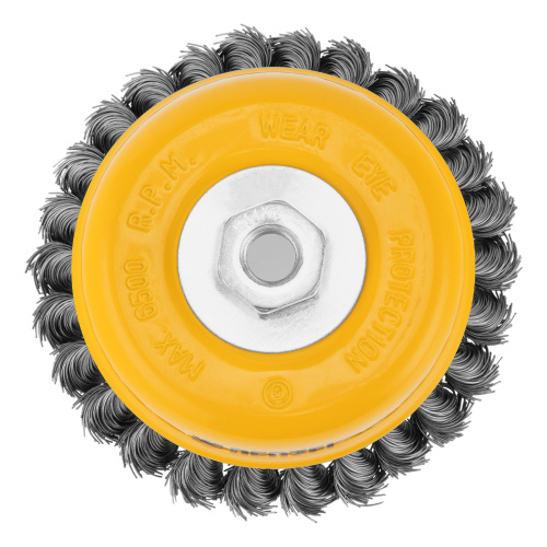 Щетка для УШМ, 125 мм, "Чашка", крученая нержавеющая проволока 0.5 мм, М14 Denzel по ценам производителя в Краснодаре с доставкой по всей России