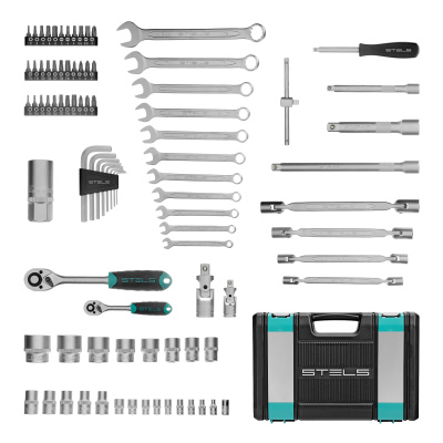 Набор инструментов, 1/2", 1/4", CrV, пластиковый кейс 88 предметов Stels по ценам производителя в Краснодаре с доставкой по всей России