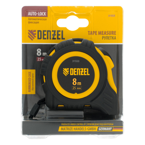 Рулетка 8м х 25мм, обрезиненный корпус, автоматическая фиксация Denzel по ценам производителя в Краснодаре с доставкой по всей России