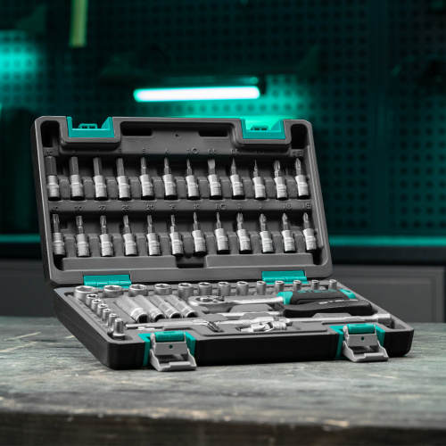 Набор инструментов, 1/4", CrV, пластиковый кейс 57 предметов Stels по ценам производителя в Краснодаре с доставкой по всей России