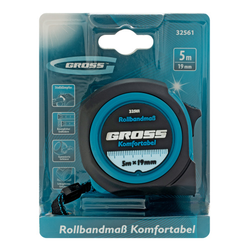 Рулетка Komfortabel 5 м х 19 мм,обрезиненный корпус Gross по ценам производителя в Краснодаре с доставкой по всей России