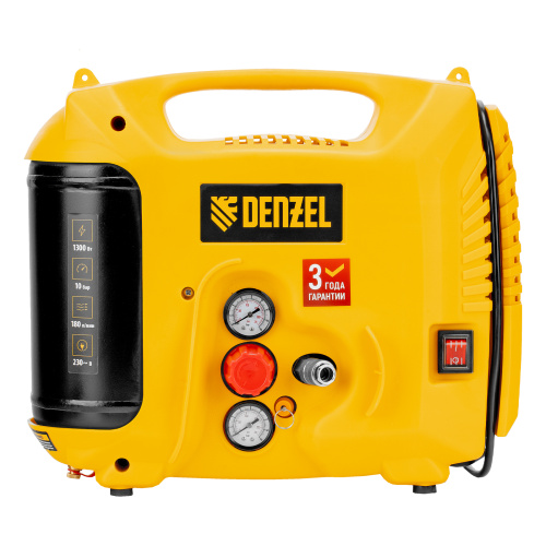 Компрессор воздушный DL1300, 10 бар, 1,3 кВт 180 л/мин 5 л, с набором аксессуаров Denzel по ценам производителя в Краснодаре с доставкой по всей России