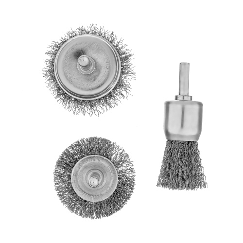 Набор щеток для дрели, 1 Плоская 50мм, 2 Чашки 25-50мм, шпилька, нерж. вит. проволока Denzel по ценам производителя в Краснодаре с доставкой по всей России