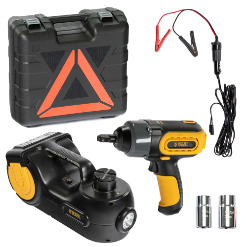 Домкрат электрогидравлический «3 в 1» (1,5 т), 12В, с гайковертом электрическим, в наборе  Denzel по ценам производителя в Краснодаре с доставкой по всей России